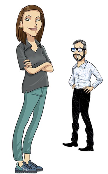 Image BD de Noémie, une stagiaire souriante devant son superviseur qui a l'air satisfait aussi