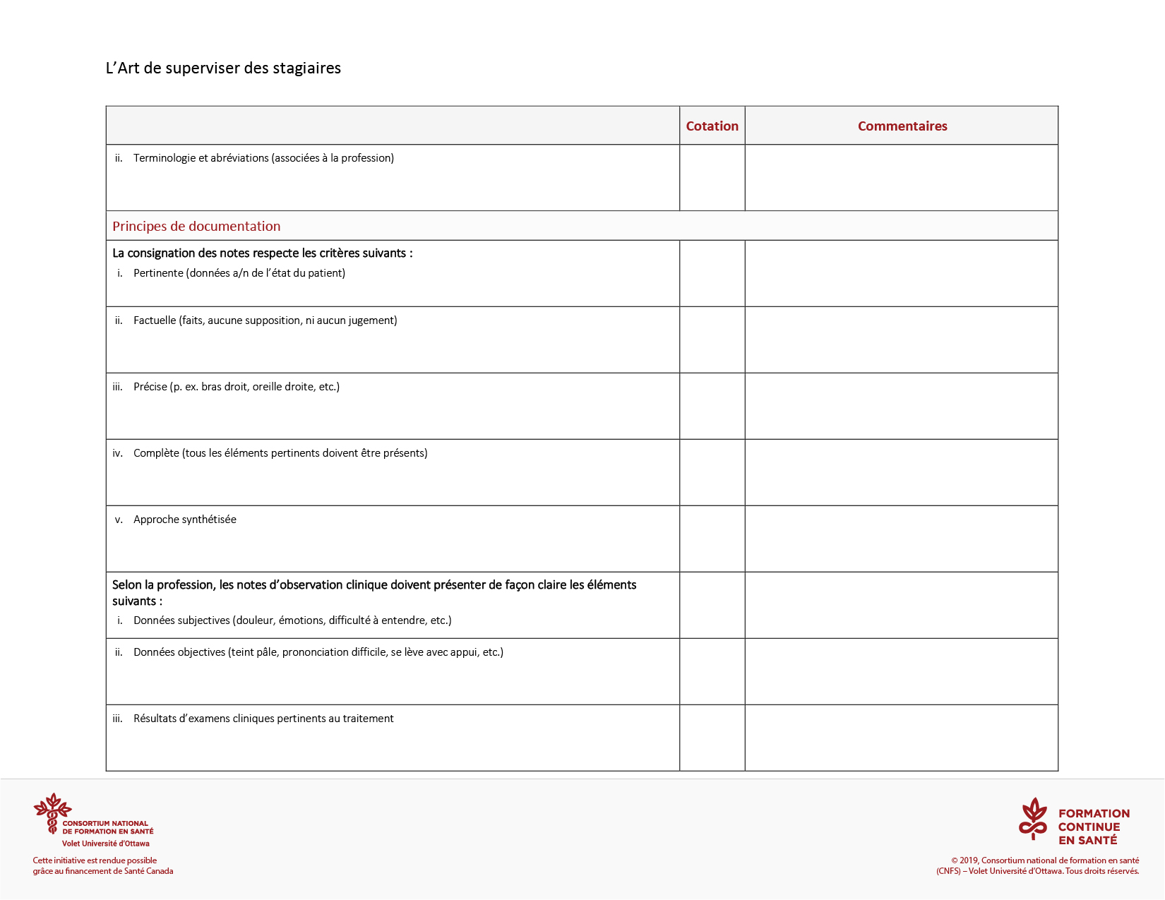 Outil : Grille d’évaluation de la documentation [clinique]-2