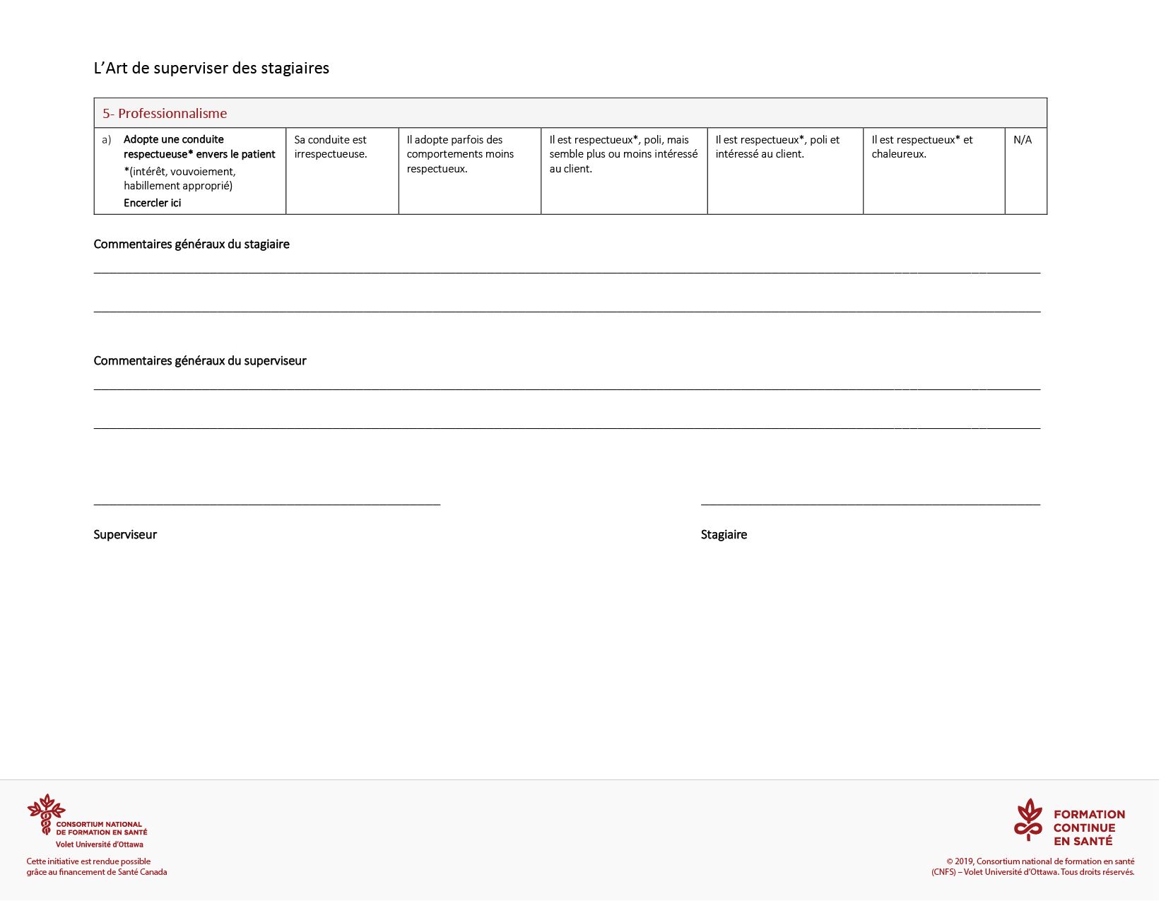 Grille d’observation d’une intervention