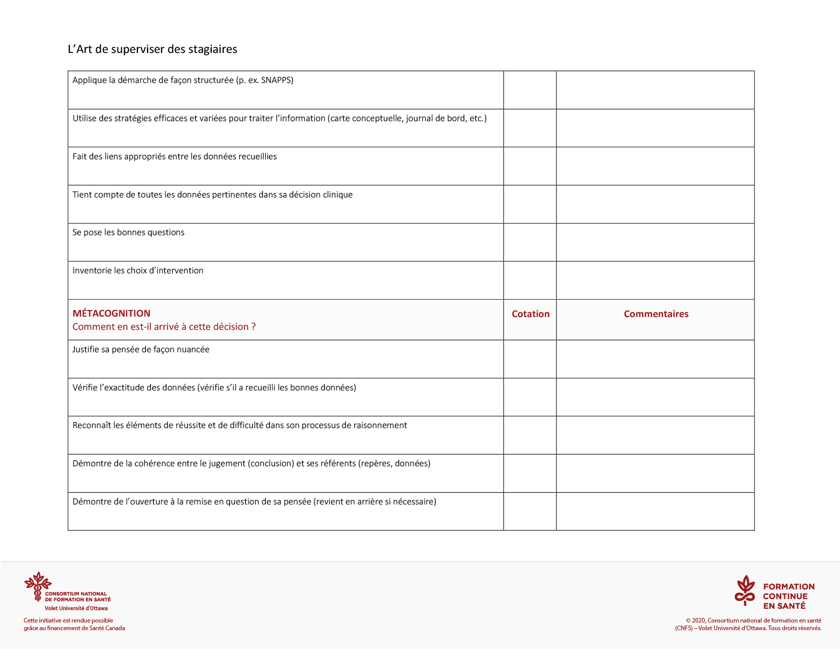 Outil : Grille d’évaluation