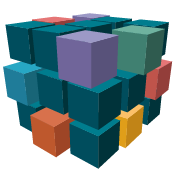 Un cube comprenant des blocs de différentes couleur.