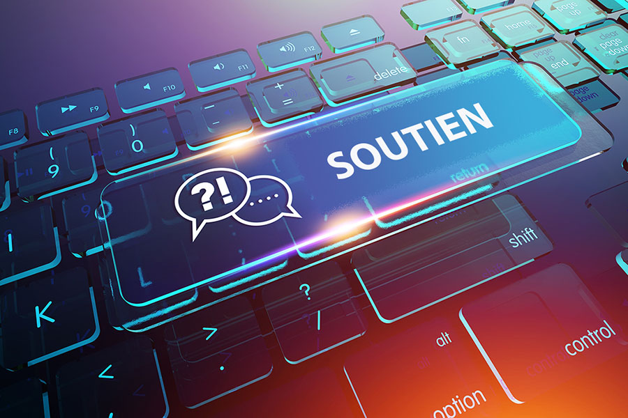 Une touche de clavier  affiche le mot « Soutien ».
