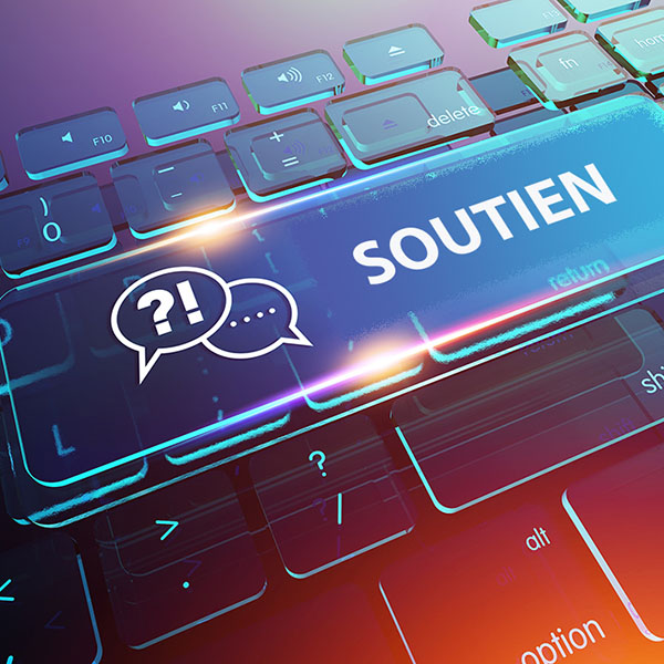 Une touche de clavier  affiche le mot « Soutien ».