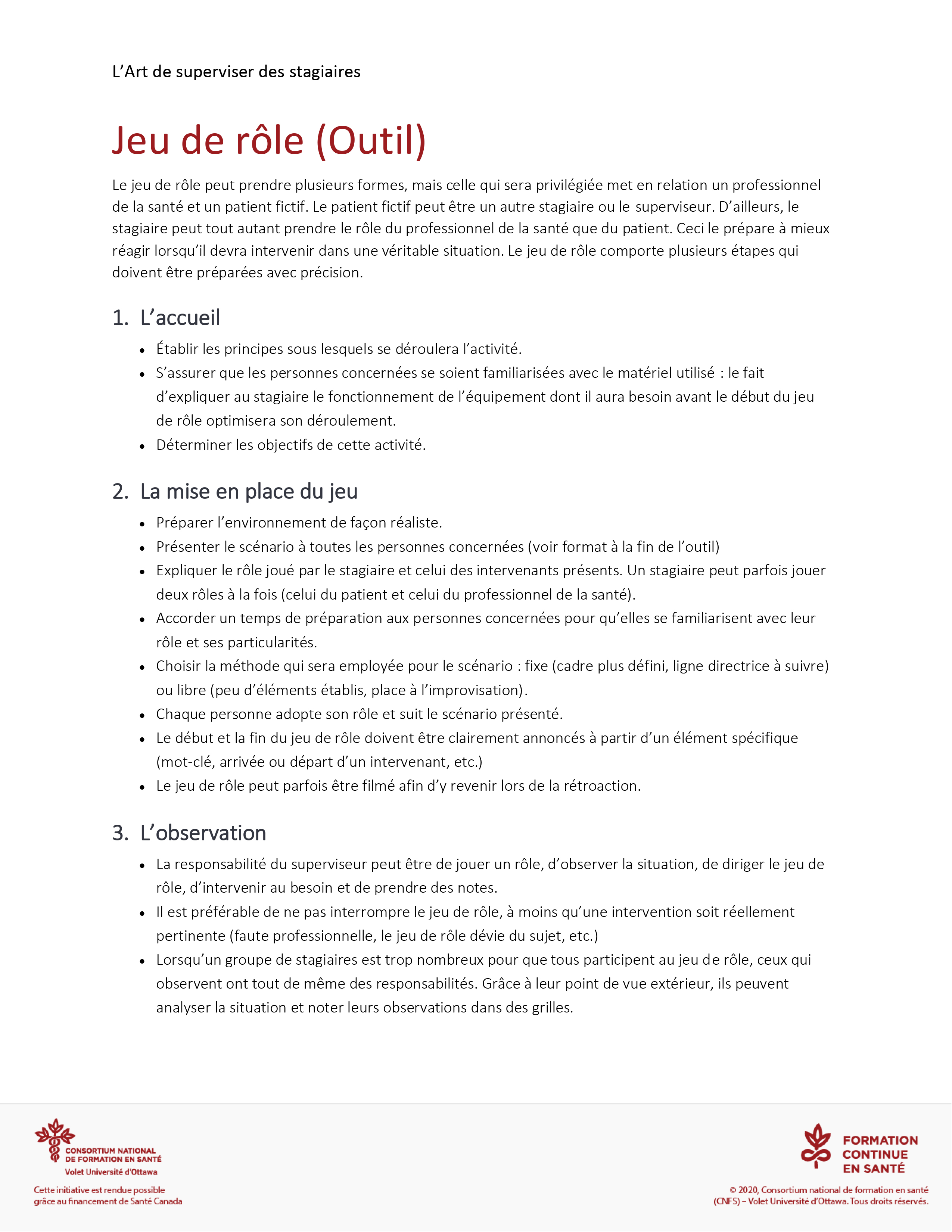 Outil : Jeu de rôle