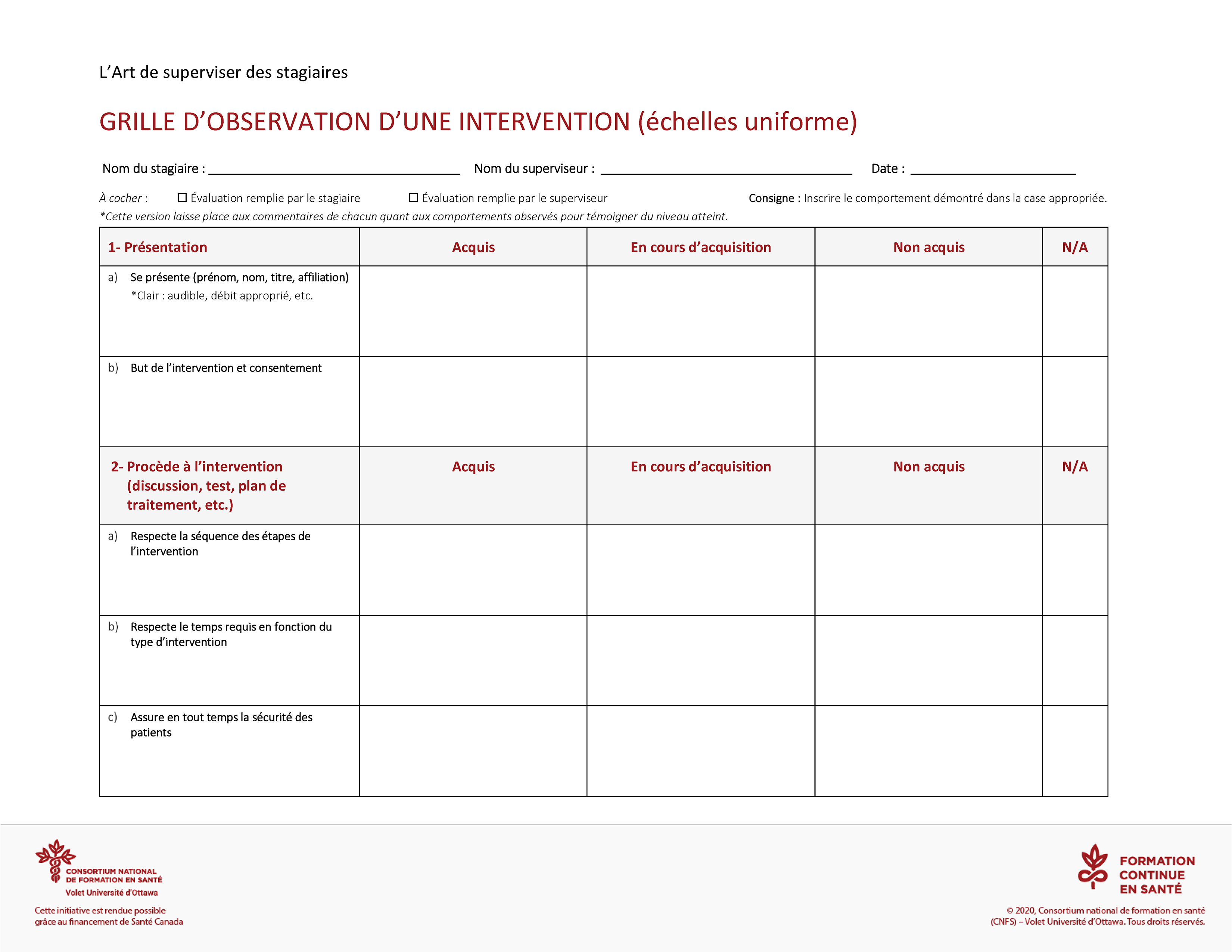 Outil : Grilles d’évaluation