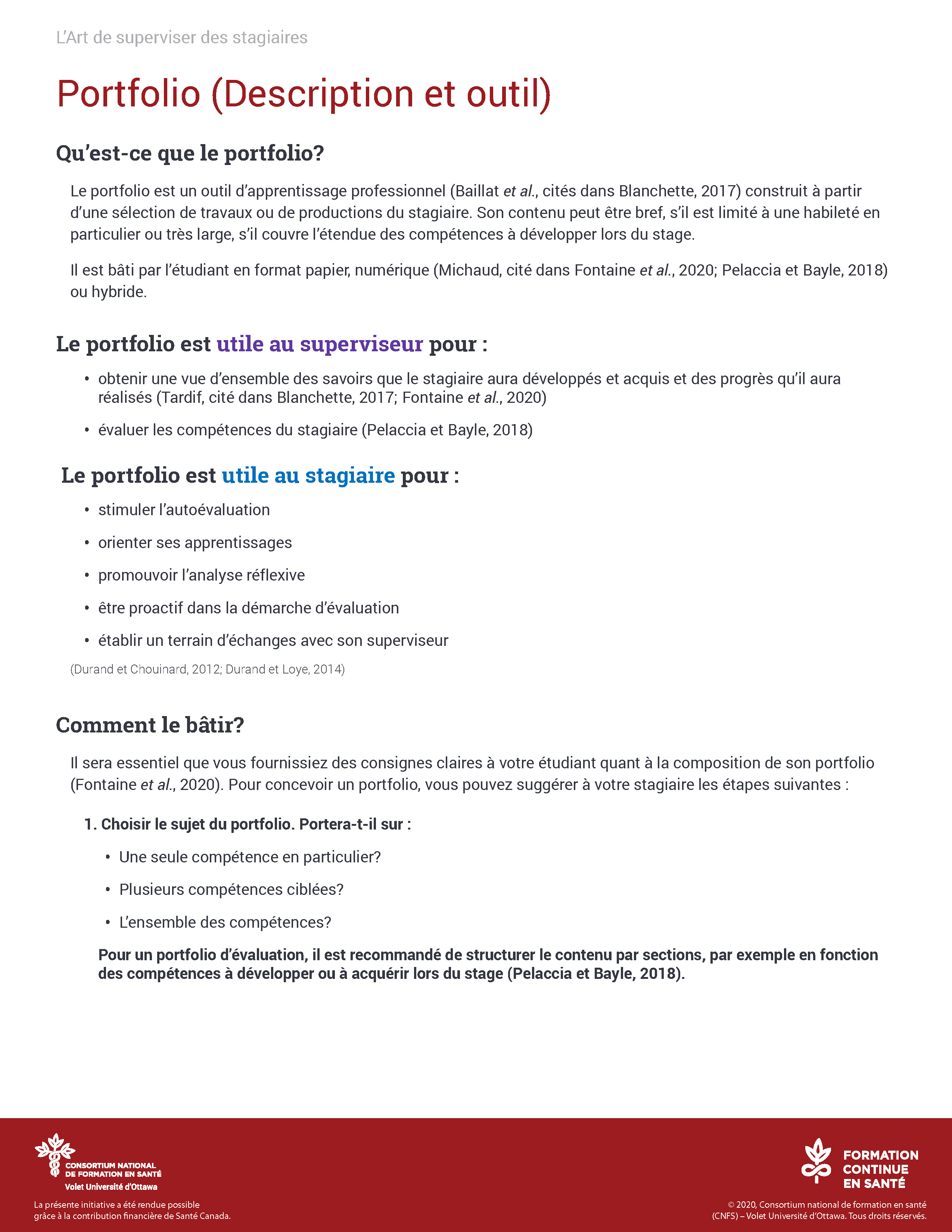 Outil : Portfolio