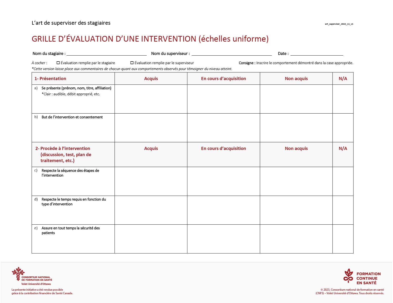 Grilles  d’évaluation Outils