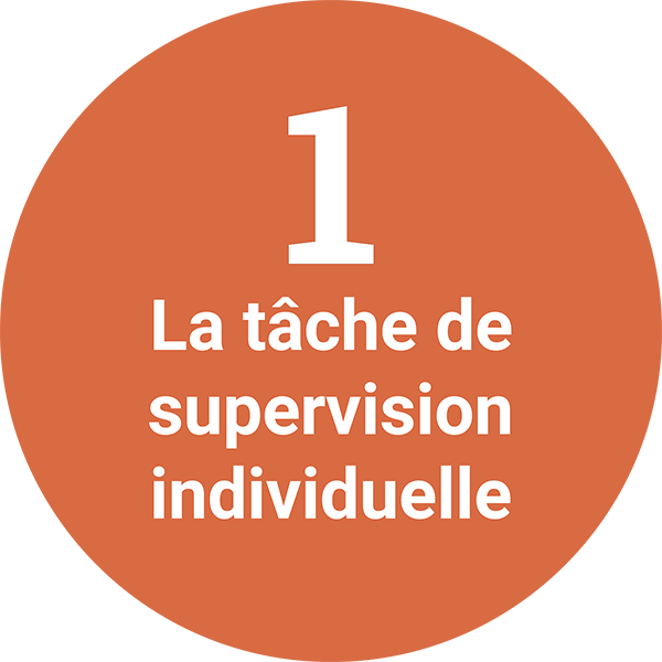 Un cercle orange avec 1. La tâche de supervision individuelle