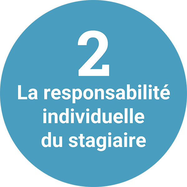 Un cercle bleu avec 2. La responsabilité individuelle du stagiaire