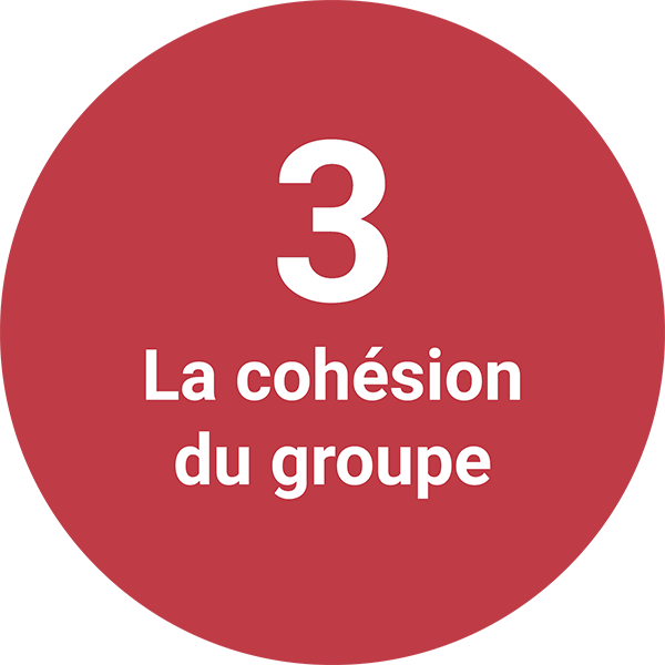 Un cercle rouge avec 3. La cohésion de groupe