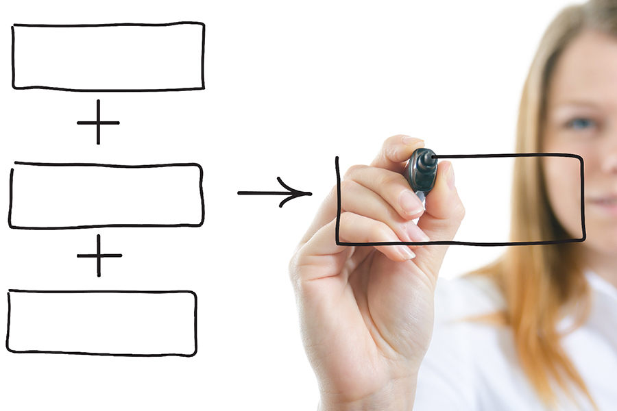 Une femme dessine un organigramme pour catégoriser ses questions