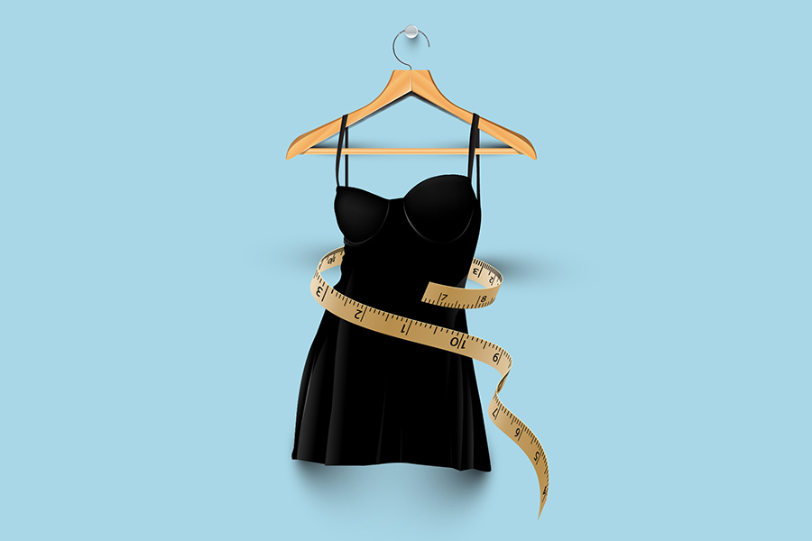 Une camisole avec un ruban à mesurer autour de la taille pour représenter que tous auront sans doute perdu au moins