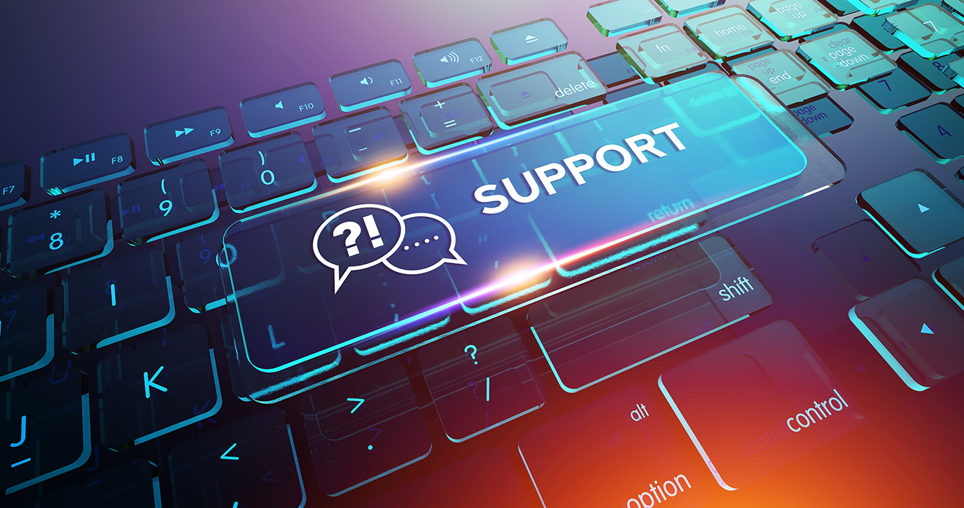 A key on a keyboard displays the word “support”.