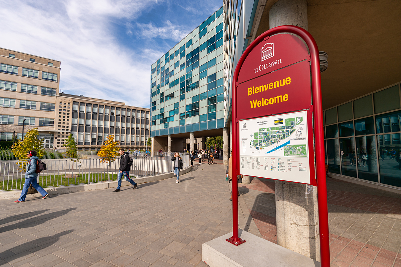 A view of several university pavilions.