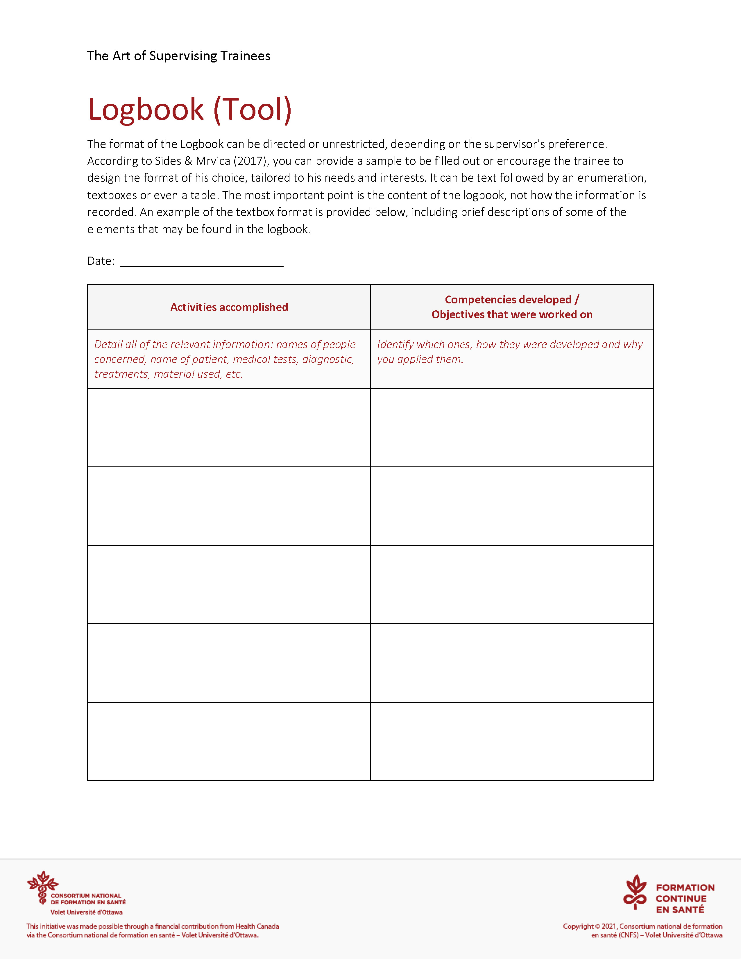 Tool: Logbook